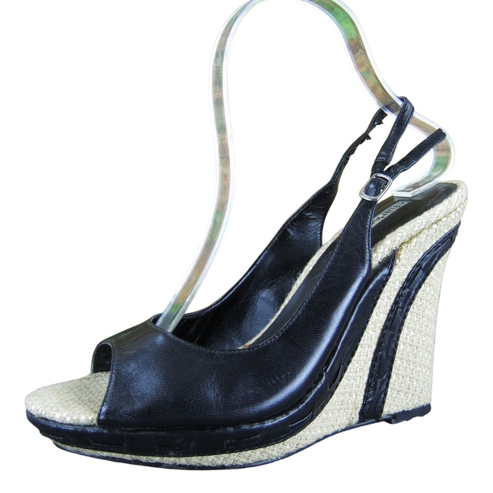 CHARLES DAVID Women Slingback Black Leather Pump 7 Medium Used 2025